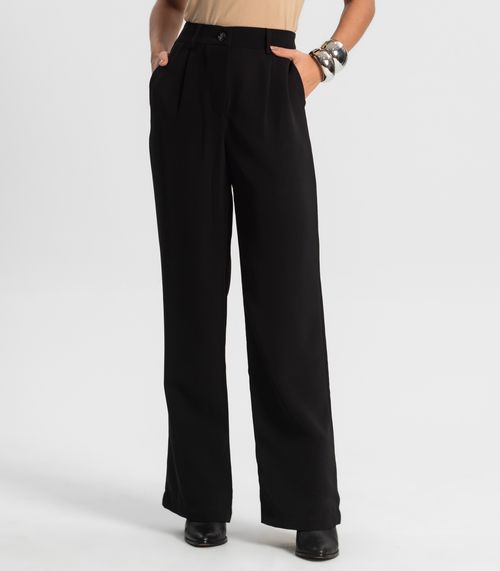Calça Feminina Reta Em Alfaiataria Style Box Preto