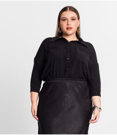 Camisa Manga 7/8 Air Flow Pesado Secret Glam Preto