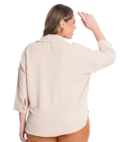 Camisa Manga 7/8 Air Flow Pesado Secret Glam Bege