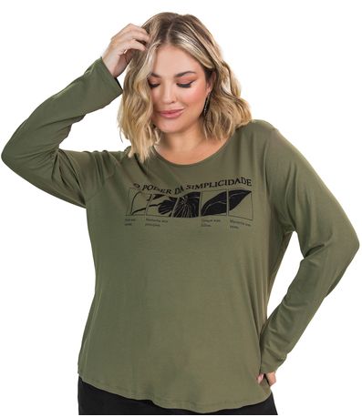Blusa Manga Longa Viscotorcion Secret Glam Verde