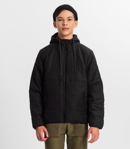 Jaqueta Puffer Juvenil Unissex Minty Preto