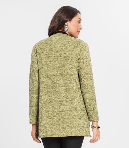 Cardigan Feminino Alongado Infinita Cor Amarelo