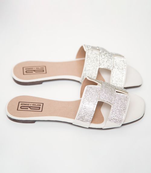 Sandália Feminina Com Strass Select Bege