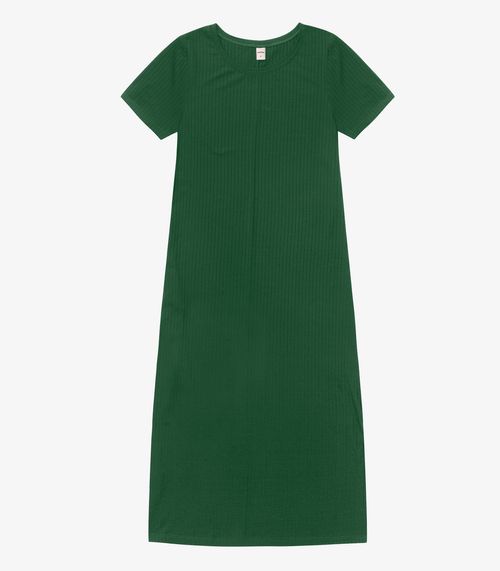 Vestido Midi Ribana Canelada Básico Rovitex Verde