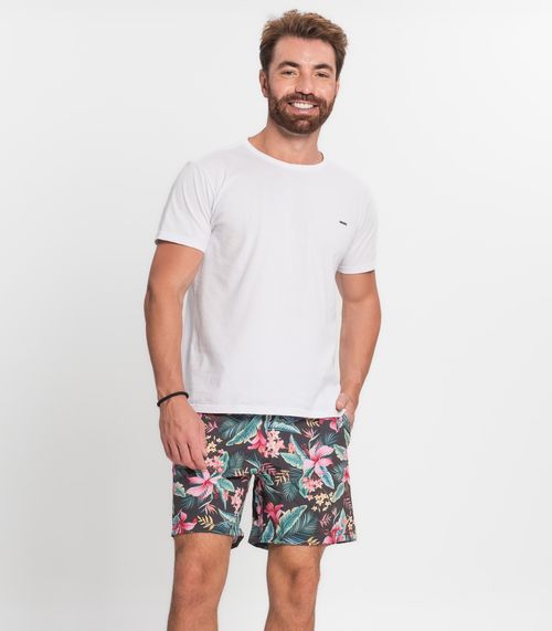 Bermuda Microfibra com Elastano Estampada Nellonda Verde