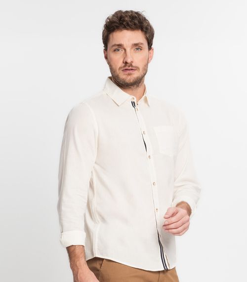 Camisa Masculina Manga Longa Diametro Bege