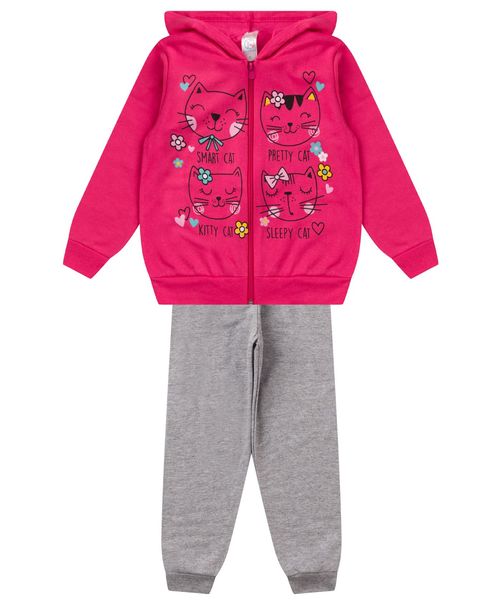 Conjunto De Moletom Infantil Com Capuz Kappes Rosa