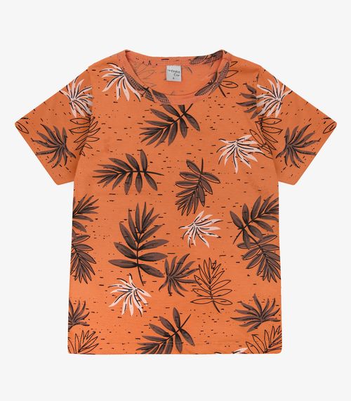 Camiseta Infantil Menino Coqueiros Infinita Cor Laranja