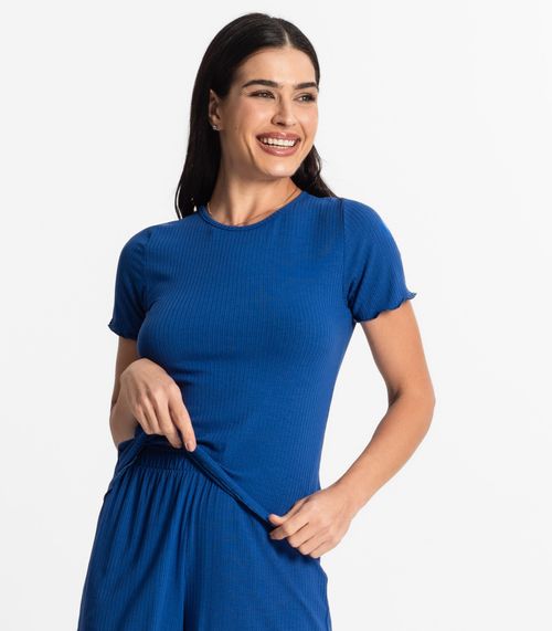 Pijama Feminino Canelado Select Azul