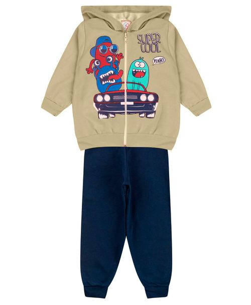Conjunto De Moletom Infantil Menino Kappes Bege