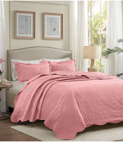 Jogo De Colcha Milao Queen Corttex Rosa