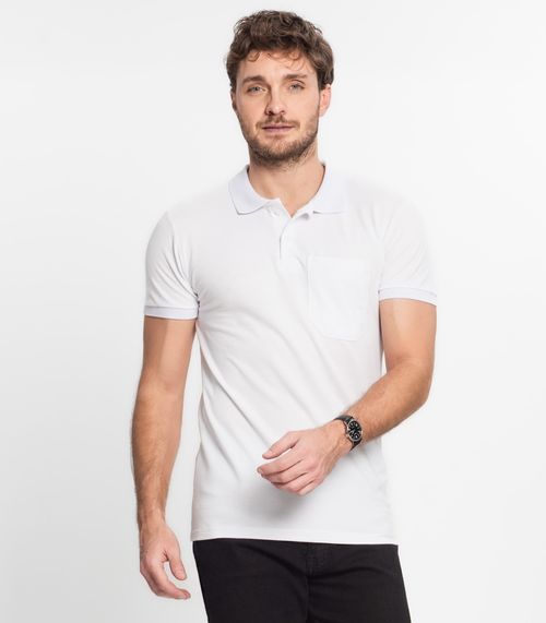 Polo Masculina Básica Com Bolso Select Branco
