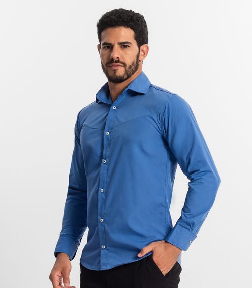 Camisa Social Masculina Select Azul