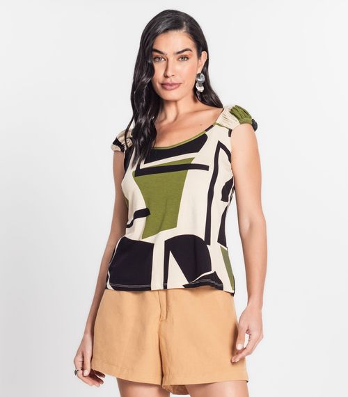 Blusa Feminina Estampada Infinita Cor Bege