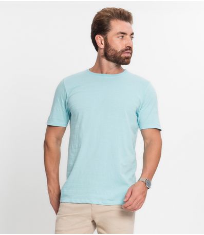 Camiseta Masculina Meia Malha Maquinetada Diametro Azul