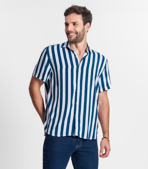 Camisa Masculina Florida Com Botões Select Azul
