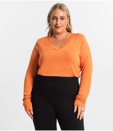 Blusa Manga Longa Visco Tricot Secret Glam Laranja