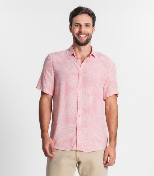 Camisa Masculina Florida Com Botões Select Rosa