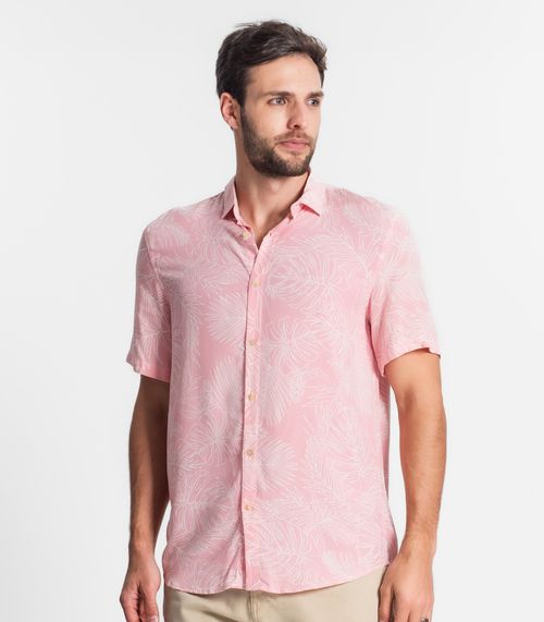 Camisa Masculina Florida Com Botões Select Rosa