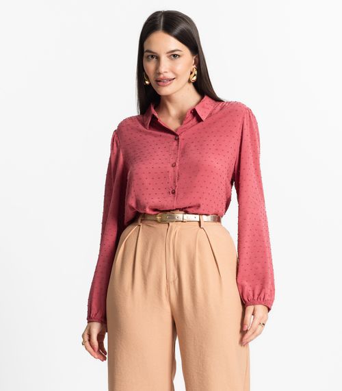 Camisa Feminina Viscose Texturizada Select Vermelho