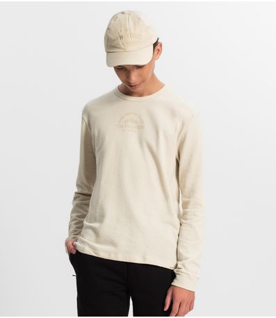 Camiseta Juvenil Manga Longa Masculina Minty Bege