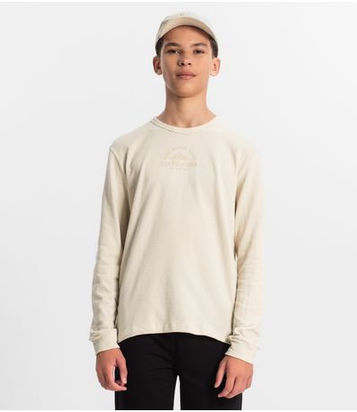 Camiseta Juvenil Manga Longa Masculina Minty Bege