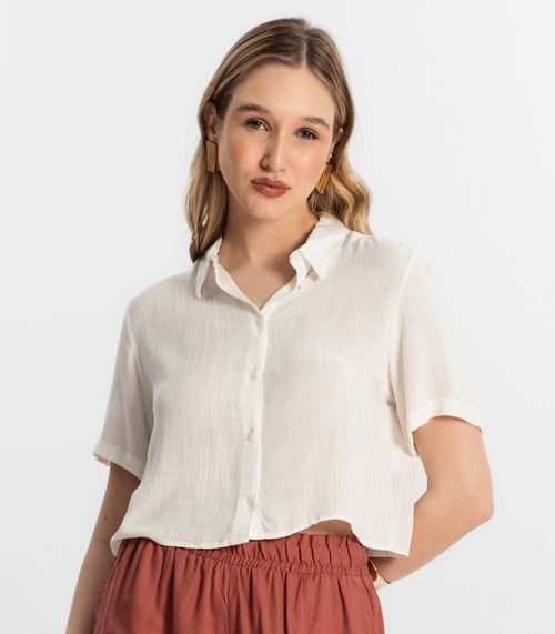 Camisa Cropped Feminina Básica Select Branco