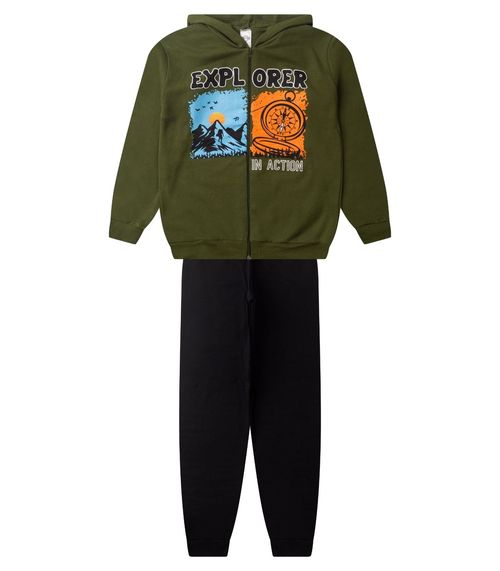 Conjunto De Moletom Masculino Com Capuz Kappes Verde