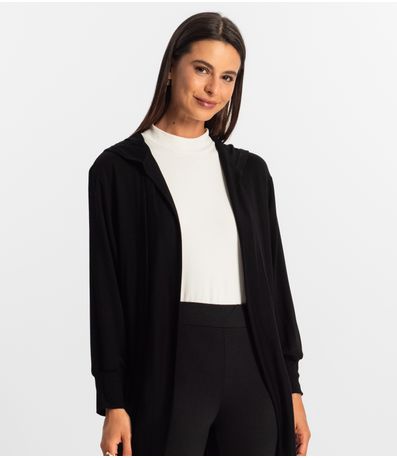 Cardigan Com Capuz Feminino Rovitex Preto