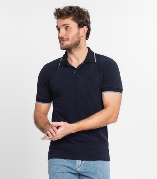 Polo Básica Lisas Com Detalhe Select Azul