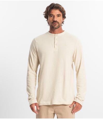 Camiseta Masculina Manga Longa Moletinho Diametro Bege
