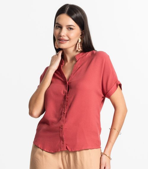 Camisa Feminina Gola Padre Manga Curta Select Rosa