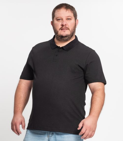 Camisa Polo Piquet Plus Size Masculino Kohmar Preto