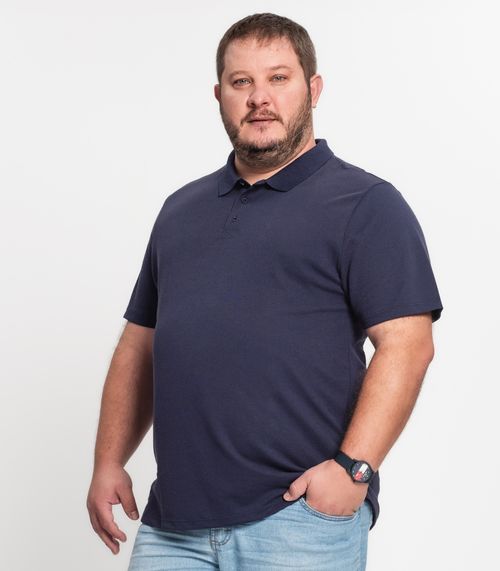 Camisa Polo Piquet Plus Size Masculino Kohmar Azul