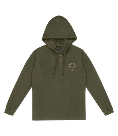 Camiseta Masculina Manga Longa Com Capuz Diametro Verde