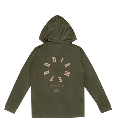 Camiseta Masculina Manga Longa Com Capuz Diametro Verde