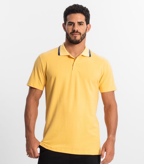 Polo Masculina Básica Com Gola Diferenciada Select Amarelo
