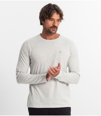 Camiseta Manga Longa Meia Malha Diametro Cinza