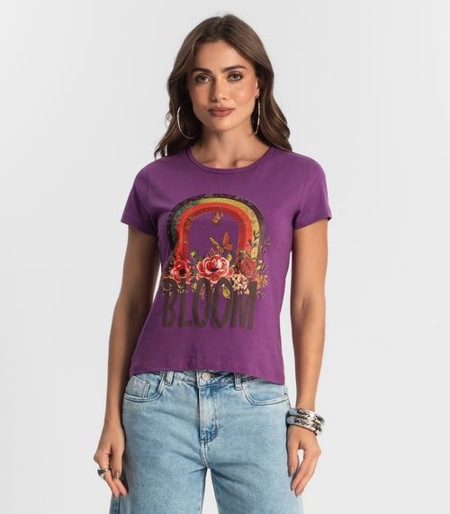 Blusa Baby Look Feminina Estampada Select Roxo