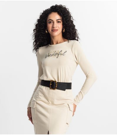Blusa Manga Longa Feminina Rovitex Bege