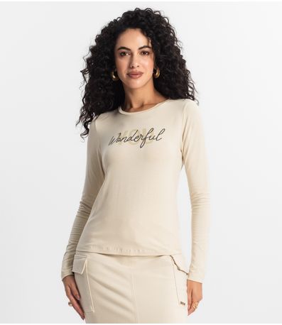 Blusa Manga Longa Feminina Rovitex Bege
