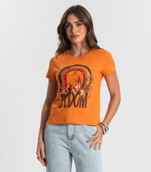 Blusa Baby Look Feminina Estampada Select Laranja