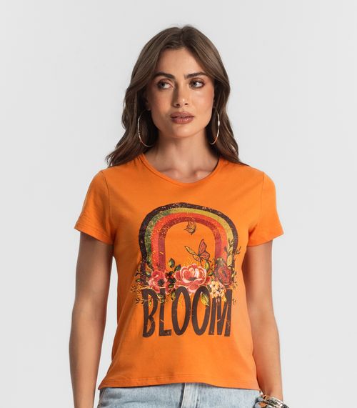 Blusa Baby Look Feminina Estampada Select Laranja