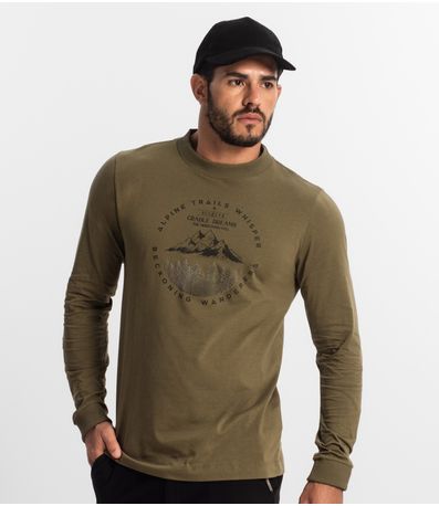 Camiseta Masculina Manga Longa Diametro Verde