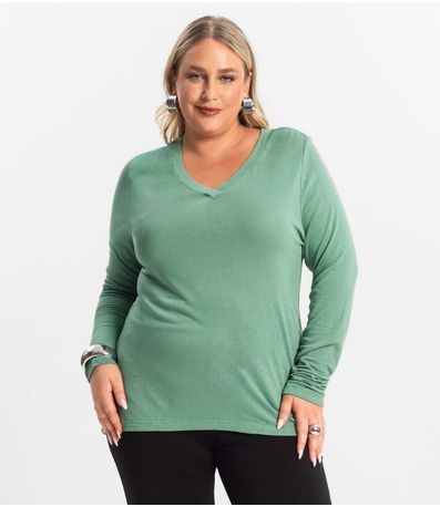 Blusa Manga Longa Visco Tricot Secret Glam Verde