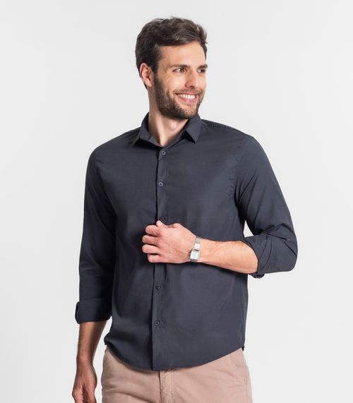 Camisa Social Masculina Select Cinza