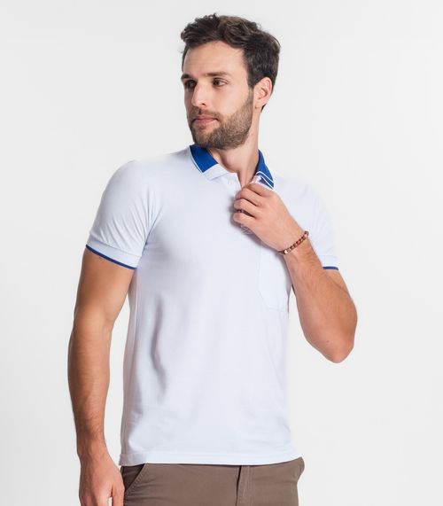 Polo Basica Com Bolso e Detalhe Na Gola Select Branco