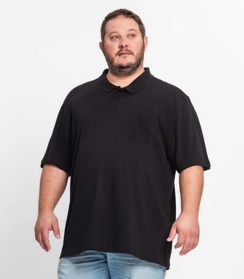 Camisa Polo Piquet Plus Size Masculina KO Preto