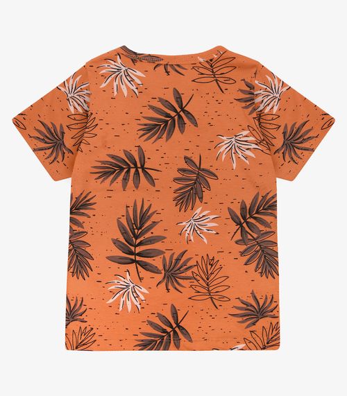 Camiseta Infantil Menino Coqueiros Infinita Cor Laranja