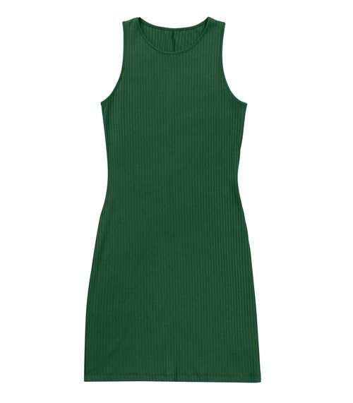 Vestido Curto Em Ribana Canelada Rovitex Verde